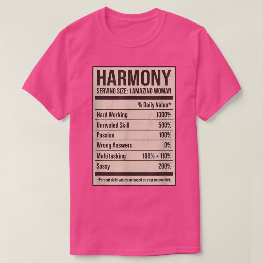 Harmony Nutrition Facts Name Nickname Alias Titel T-shirt (Design voorkant)