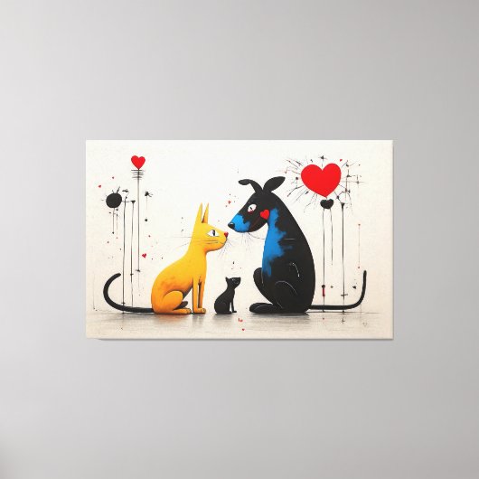 Harmony of Canines and Felines: Geïnspireerd door  Canvas Afdruk (Voorkant)