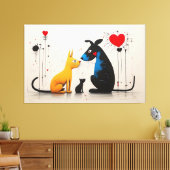Harmony of Canines and Felines: Geïnspireerd door  Canvas Afdruk (Insitu (Woonkamer))