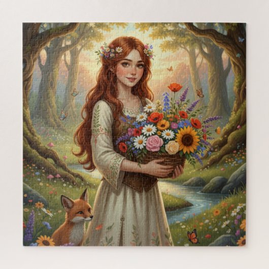 Harmony of Hair, Flowers, and Forest Legpuzzel (Verticaal)