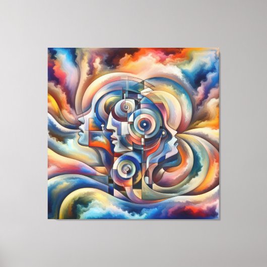 Harmony of Minds - Abstract Woman - Surreal Art Canvas Afdruk (Voorkant)