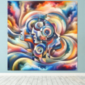 Harmony of Minds - Abstract Woman - Surreal Art Canvas Afdruk (Insitu (Houten vloer))