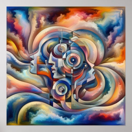 Harmony of Minds - Abstracte vrouw - Surrealistisc Poster (Voorkant)