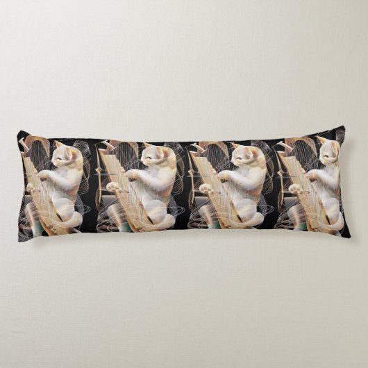 Harmony of Strings – Surreal Cat Body Pillow Lichaamskussen (Achterkant)