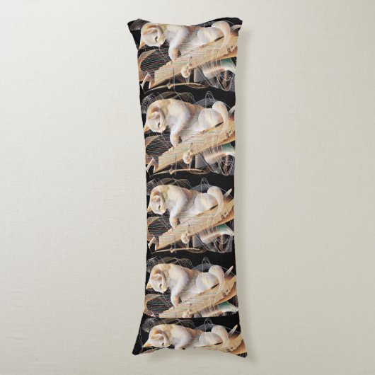 Harmony of Strings – Surreal Cat Body Pillow Lichaamskussen (Voorkant Verticaal)