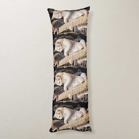 Harmony of Strings – Surreal Cat Body Pillow Lichaamskussen (Achterkant (Verticaal))