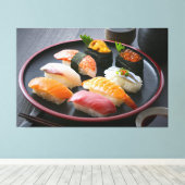 Harmony of Sushi on a Traditional Black Plate - C Canvas Afdruk (Insitu (Houten vloer))