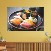  Harmony of Sushi on a Traditional Black Plate - C Canvas Afdruk (Insitu (Woonkamer))