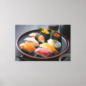  Harmony of Sushi on a Traditional Black Plate - C Canvas Afdruk (Voorkant)