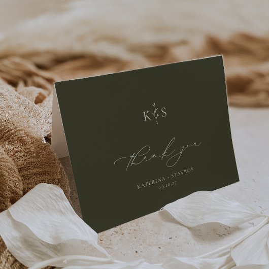 HARMONY Olijfgroen Trouwfoto Bedankkaart