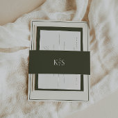 HARMONY Olijfgroene Monogram Minimalist  Uitnodigingen Wikkel