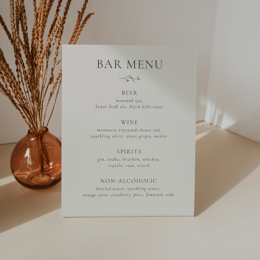 HARMONY Olive Green Branch Bar Menu Lijst Reclamebord Met Voetstuk