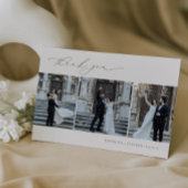 HARMONY Olive Green Minimalist 3 foto bruiloft Bedankkaart