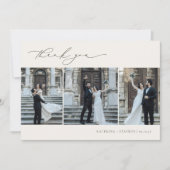 HARMONY Olive Green Minimalist 3 foto bruiloft Bedankkaart (Voorkant)