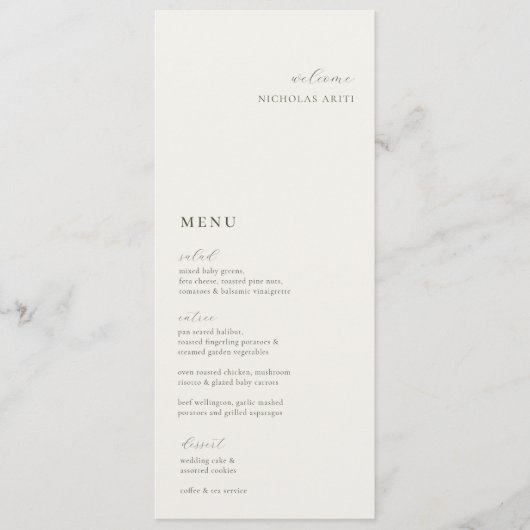 HARMONY Olive Green Place Card Menu (Voorkant)