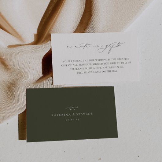 HARMONY Olive Green Wedding Een notitie over gesch Informatiekaartje