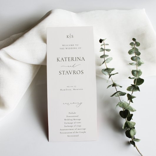 HARMONY Olive Green Wedding Programmakaart