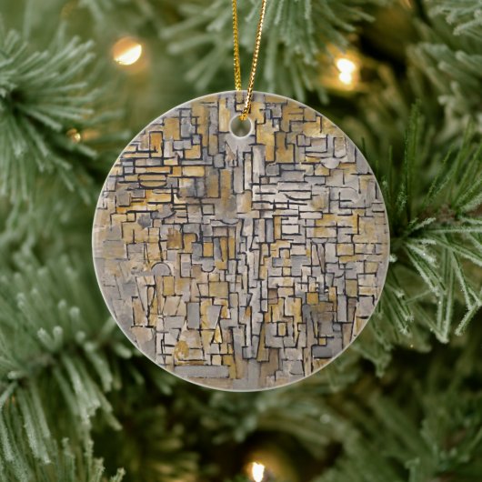 Harmony onthuld: Piet Mondriaans Tableau nr. 2 Keramisch Ornament (Boom)