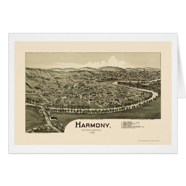 Harmony, PA Panorama Map - 1901 (Voorkant Horizontaal)
