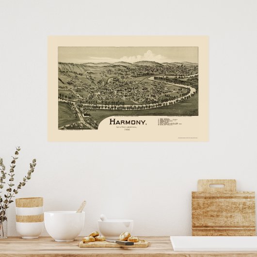 Harmony, PA Panorama Map - 1901 Poster (Keuken)