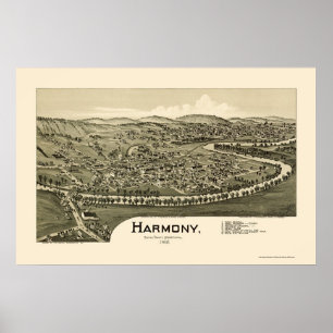 Harmony, PA Panorama Map - 1901 Poster