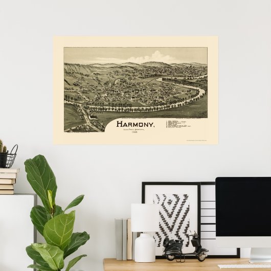 Harmony, PA Panorama Map - 1901 Poster (Thuiskantoor)
