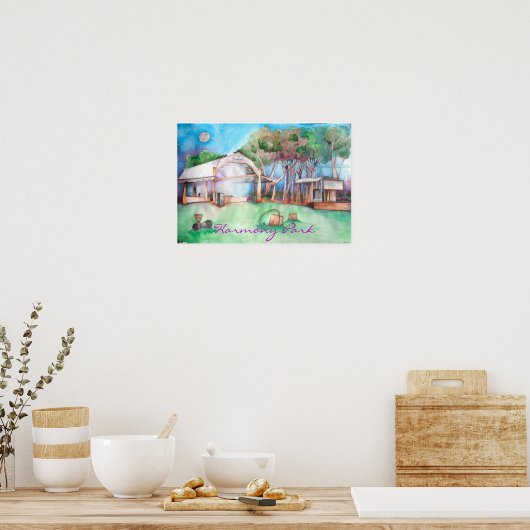 Harmony Park bij nacht Poster (Keuken)