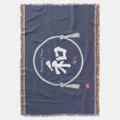 Harmony & Peace – Japanese Kanji Throw Blanket Deken (Voorkant Verticaal)