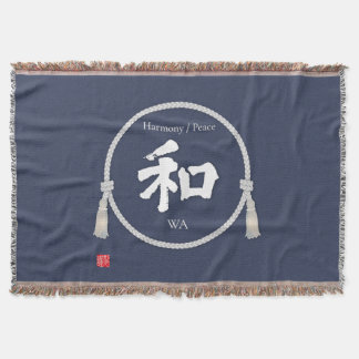 Harmony & Peace – Japanese Kanji Throw Blanket Deken