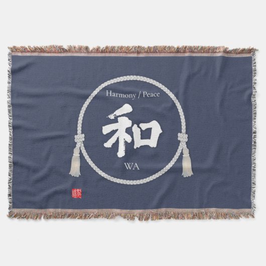 Harmony & Peace – Japanese Kanji Throw Blanket Deken (Voorkant)