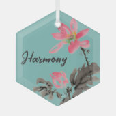 Harmony Positive Quote Waterverf Floral Lotus Glas Ornament (Voorkant)