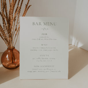 HARMONY Sage Green Branch Bar Menu List Reclamebord Met Voetstuk