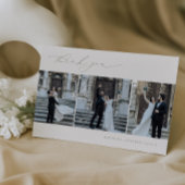 HARMONY Sage Green Minimalist 3 foto bruiloft Bedankkaart