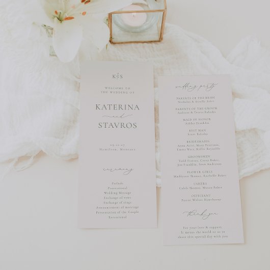 HARMONY Sage Green Wedding Programmakaart