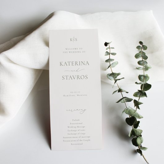 HARMONY Sage Green Wedding Programmakaart