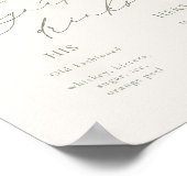 HARMONY Sage Groene Handtekening Drinken Huwelijk Poster (Hoek)