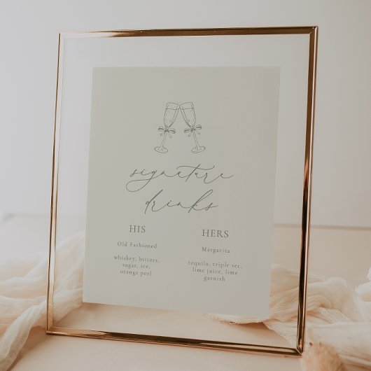 HARMONY Sage Groene Handtekening Drinken Huwelijk Poster