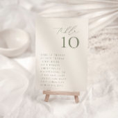 HARMONY Sage Groene Zittafel Nummer Kaart