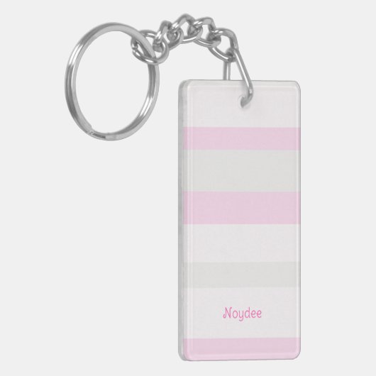Harmony Stripes Horizontal Lines Grey Pink White Sleutelhanger (Voorkant Links)