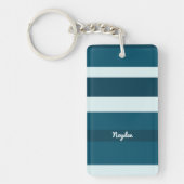 Harmony Stripes Horizontal Lines Sea Blue White Sleutelhanger (Voorkant)