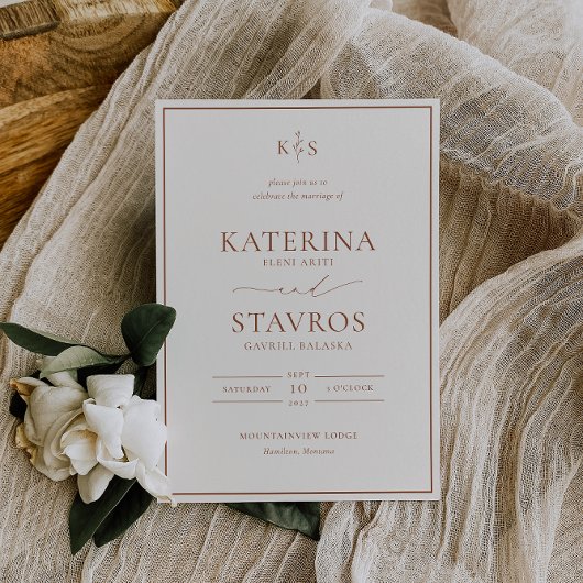 HARMONY Terracotta Huwelijksuitnodiging Kaart