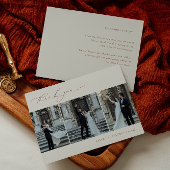 HARMONY Terracotta Minimalist 3 foto bruiloft Bedankkaart