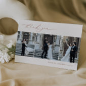 HARMONY Terracotta Minimalist 3 foto bruiloft Bedankkaart