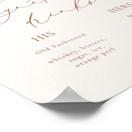 HARMONY Terracotta Signature Drink bruiloft Poster (Hoek)