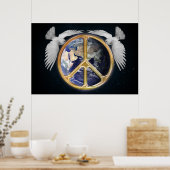 Harmony World Peace Wereldbol World Earth Dove Pos Poster (Keuken)