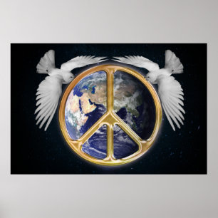 Harmony World Peace Wereldbol World Earth Dove Pos Poster