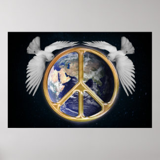 Harmony World Peace Wereldbol World Earth Dove Pos Poster