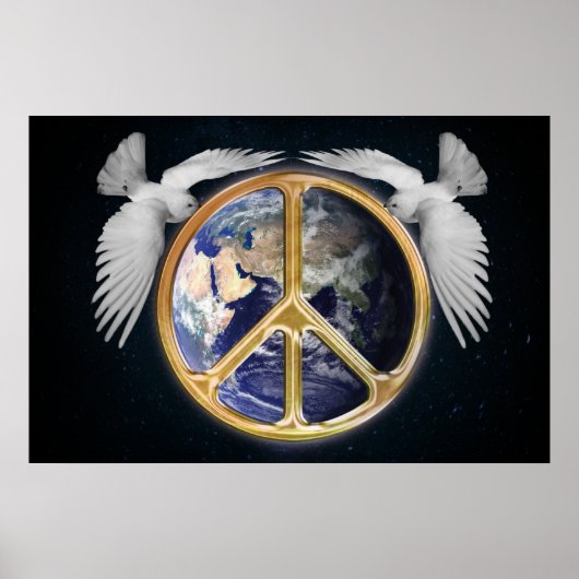 Harmony World Peace Wereldbol World Earth Dove Pos Poster (Voorkant)