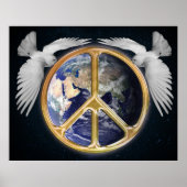 Harmony World Peace Wereldbol World Earth Dove Pos Poster (Voorkant)