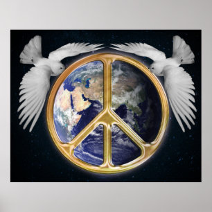 Harmony World Peace Wereldbol World Earth Dove Pos Poster